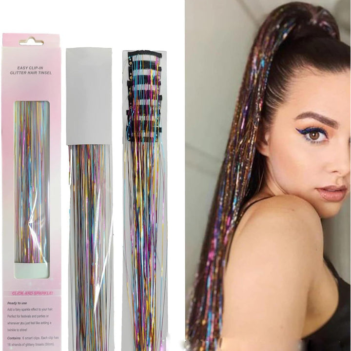 12 Mixed-Colour Clip-In Hair Tinsel Extensions, 20-Inch - Just Closeouts Canada Inc.X004QBKI7F