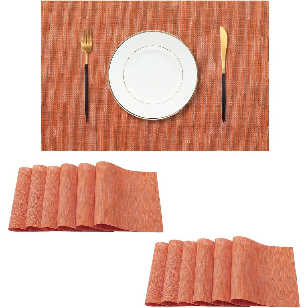 12 Orange Woven PVC Dining Placemats, 44.7 × 30 cm - Just Closeouts Canada Inc.