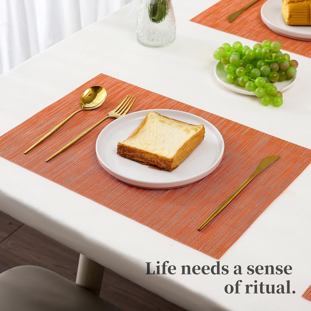 12 Orange Woven PVC Dining Placemats, 44.7 × 30 cm - Just Closeouts Canada Inc.