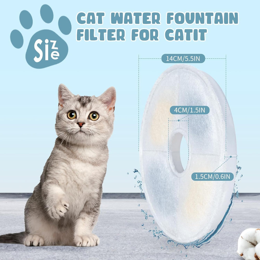 12 Pack Cat Water Fountain Filter Compatible with Catit Design Senses, Flower Fountain, Senses 2.0, Fresh & Clear Stainless Steel - Replacement Filters - Just Closeouts Canada Inc.
