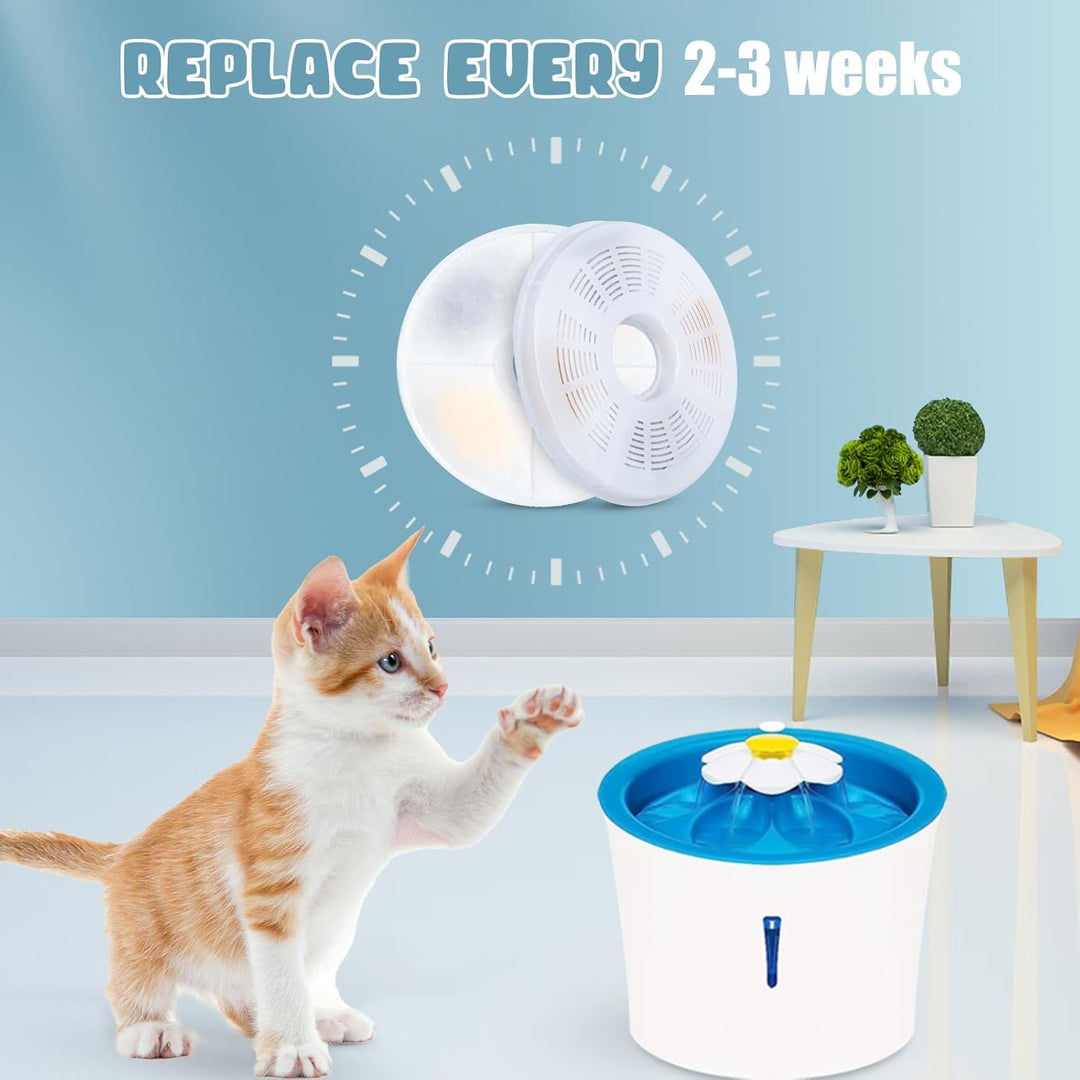 12 Pack Cat Water Fountain Filter Compatible with Catit Design Senses, Flower Fountain, Senses 2.0, Fresh & Clear Stainless Steel - Replacement Filters - Just Closeouts Canada Inc.