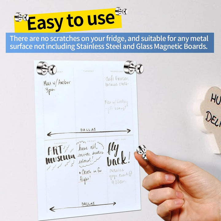 12 Pack Fridge Magnets for Whiteboard Strong Refrigerator Magnets for Adult Small Push Pin Magnets for White Board Refrigerator Map Classroom Office Teacher Silver - Just Closeouts Canada Inc.