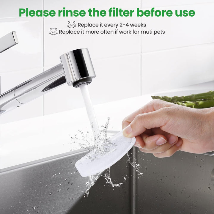 12 Pack Replacement Filters for D30 67oz/2L Automatic Pet Water Dispenser, ZEKIRY Carbon Cat Water Fountain Filter, Triple Filtration Pet Fountain Filter Replacement(6Pcs Pump Sponges) - Just Closeouts Canada Inc.