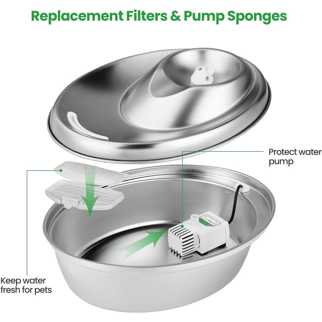 12 Pack Replacement Filters for D30 67oz/2L Automatic Pet Water Dispenser, ZEKIRY Carbon Cat Water Fountain Filter, Triple Filtration Pet Fountain Filter Replacement(6Pcs Pump Sponges) - Just Closeouts Canada Inc.