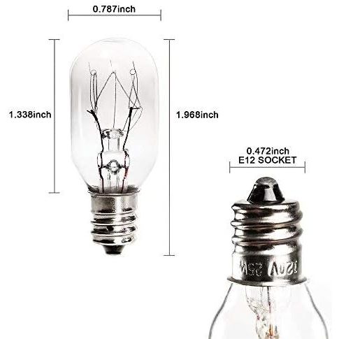 12 Pack Salt Lamp Bulbs,E12 25 Watt Incandescent Candelabra Bulbs, Long Lasting Replacement Light Bulbs for Himalayan Salt Lamps,Salt Night Lights 25 Watt E12 Socket - Just Closeouts Canada Inc.