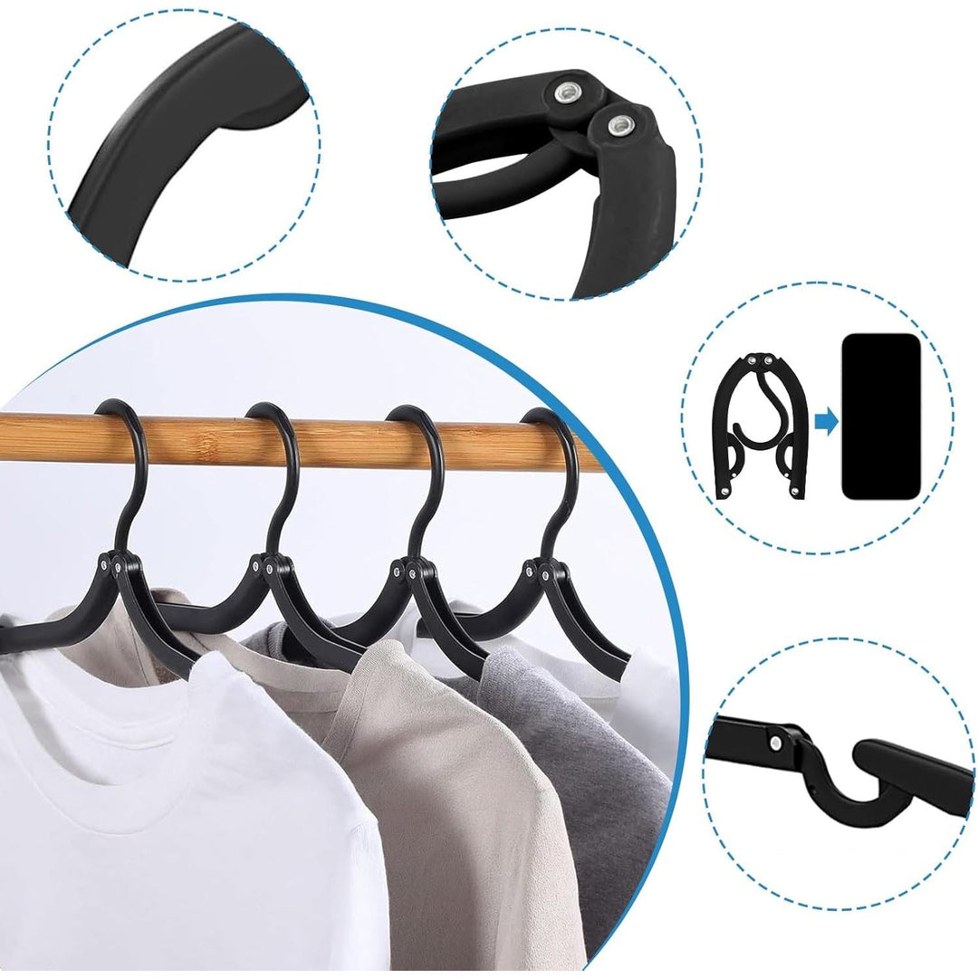 12 PCS Travel Hangers - Cruise Ship Essentials Portable Folding Clothes Hangers Travel Essentials Foldable Clothes Drying Rack for Travel (Black) - Just Closeouts Canada Inc.