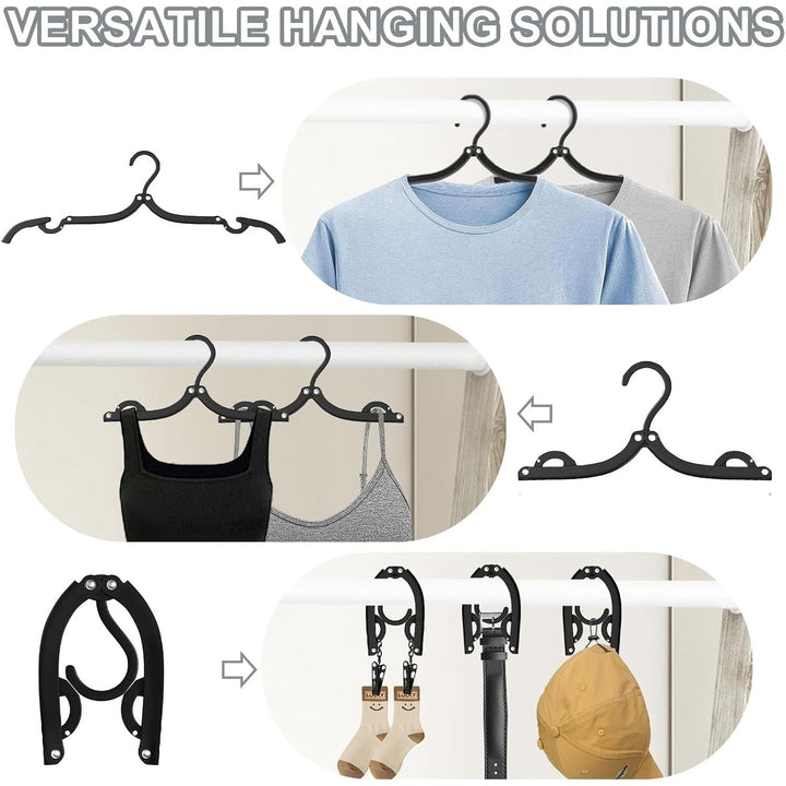 12 PCS Travel Hangers - Cruise Ship Essentials Portable Folding Clothes Hangers Travel Essentials Foldable Clothes Drying Rack for Travel (Black) - Just Closeouts Canada Inc.