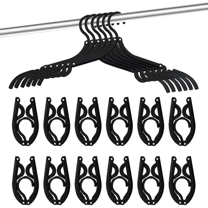 12 PCS Travel Hangers - Cruise Ship Essentials Portable Folding Clothes Hangers Travel Essentials Foldable Clothes Drying Rack for Travel (Black) - Just Closeouts Canada Inc.