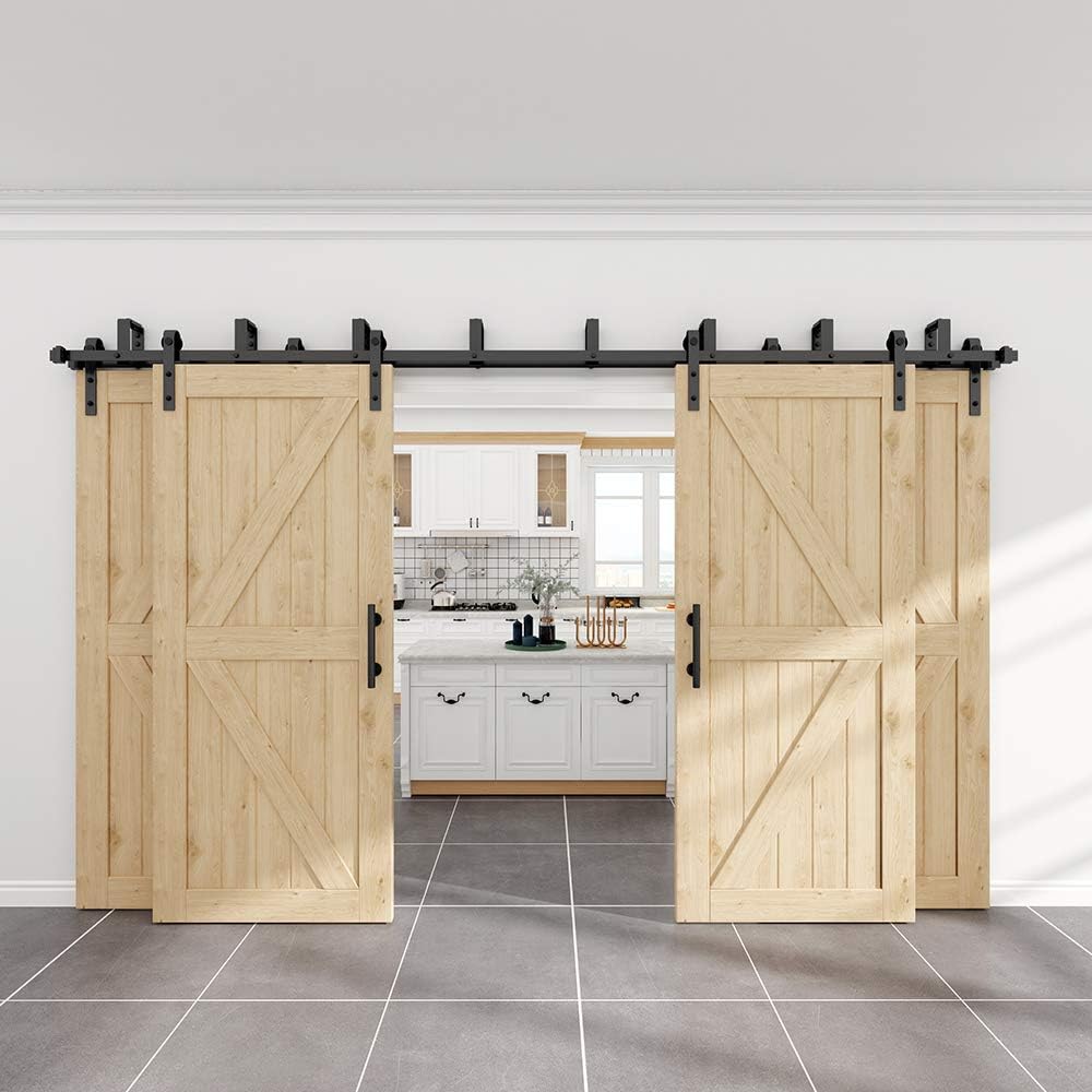 12" Sliding Barn Door Handles: Black Hardware with Flush Finger Pull, Large Rustic, Pull and Flush Barn Door Hardware Handle Set, Suitable for Gate Garages Cabinet - 2PCS - Just Closeouts Canada Inc.