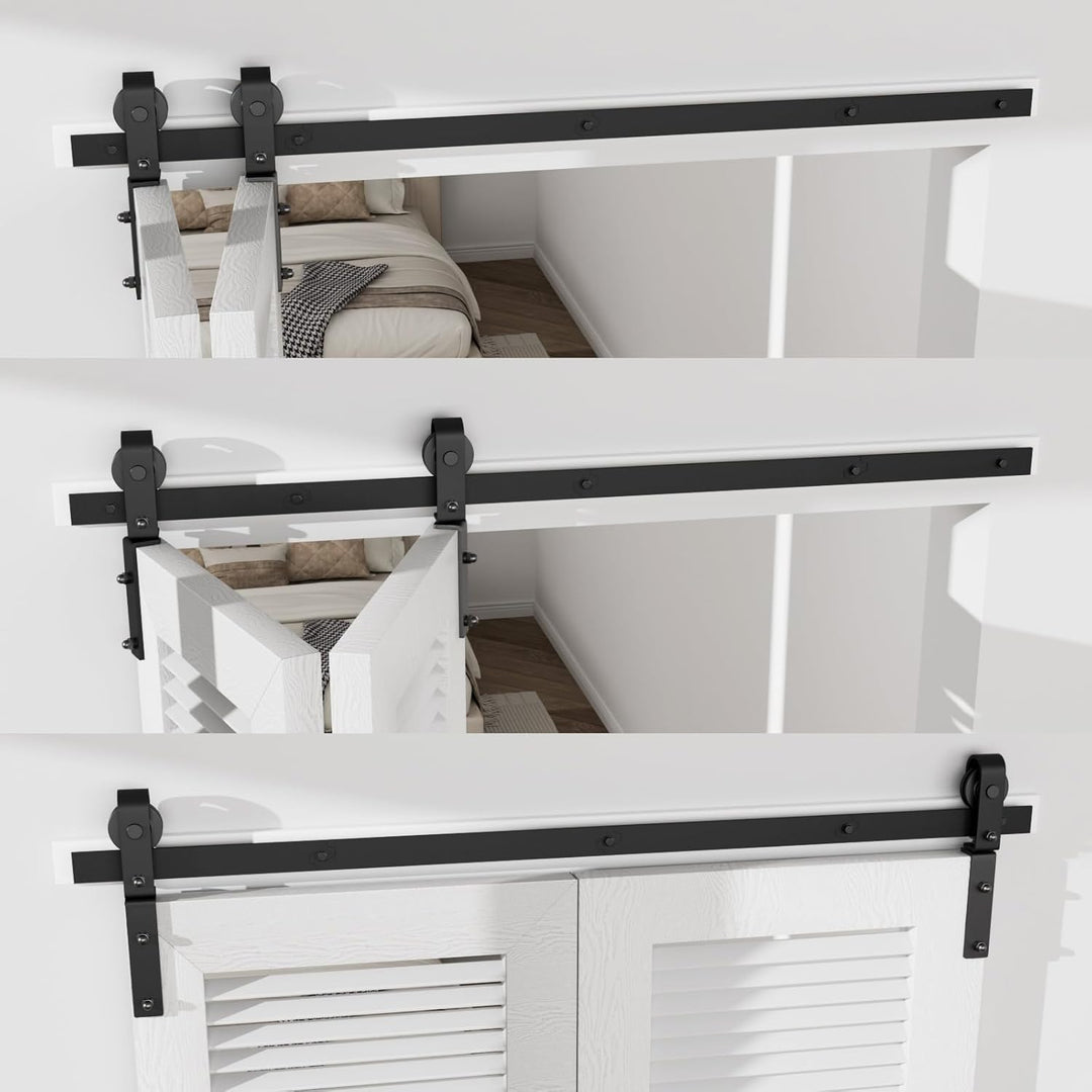 120CM/4FT Bi-Folding Sliding Barn Door Hardware Kit, Heavy Duty Sturdy Barn Door Track Set, Smoothly and Quietly, Fits 2 Doors (No Door) - Just Closeouts Canada Inc.