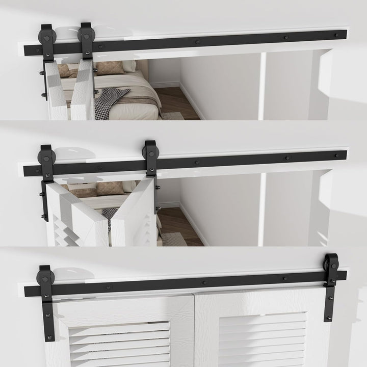120CM/4FT Bi-Folding Sliding Barn Door Hardware Kit, Heavy Duty Sturdy Barn Door Track Set, Smoothly and Quietly, Fits 2 Doors (No Door) - Just Closeouts Canada Inc.