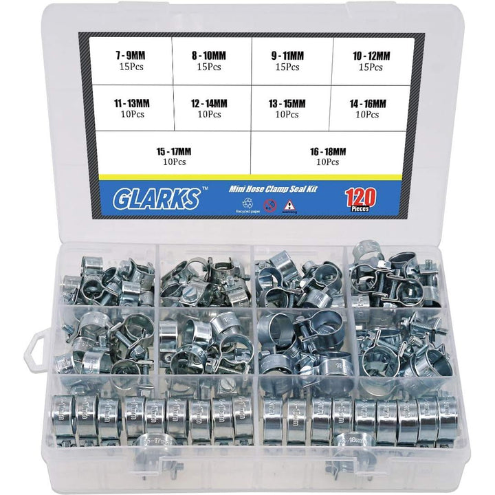 120Pcs 10 Size Mini Fuel Injection Style Hose Clamp Assortment Kit For Diesel Petrol Pipe - Just Closeouts Canada Inc.X001X3B6A7