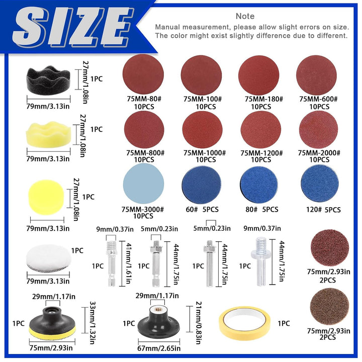 120Pcs Sanding Discs Assortment Kit, 3 Inch Quick Change Discs 80-3000 Grit Roll Lock Grinding Discs Surface Conditioning Discs with 1/4 inch Holder for Die Grinder Surface Rust Removal - Just Closeouts Canada Inc.X003SMISI9