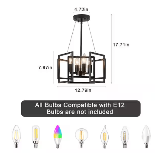 12.7 in.4 - Light Black Industrial Semi - Flush Mount with No Bulbs Included - Just Closeouts Canada Inc.X004FHK04L,X004FHGSL5