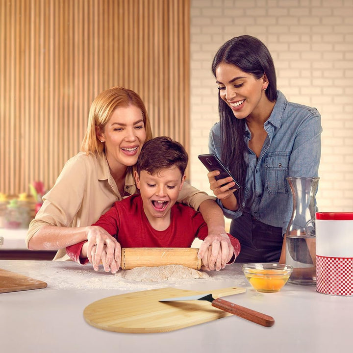 12inch Wooden Pizza Peel, Pizza Tools for Serving & Transferring, Pizza Paddle Spatula Oven Accessory, Wood Cutting Board for Cheese Vegetables Fruit Bread - Just Closeouts Canada Inc.