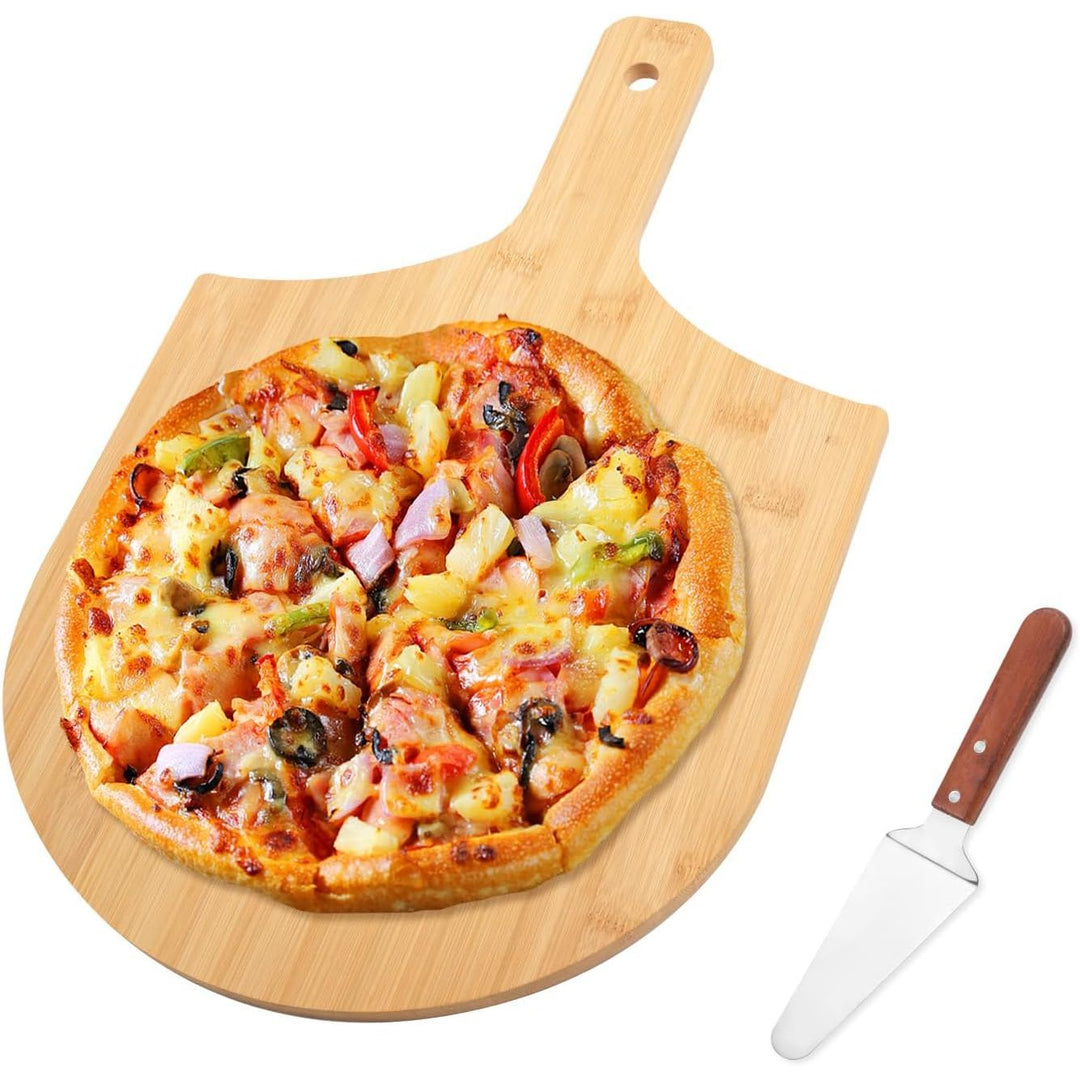 12inch Wooden Pizza Peel, Pizza Tools for Serving & Transferring, Pizza Paddle Spatula Oven Accessory, Wood Cutting Board for Cheese Vegetables Fruit Bread - Just Closeouts Canada Inc.
