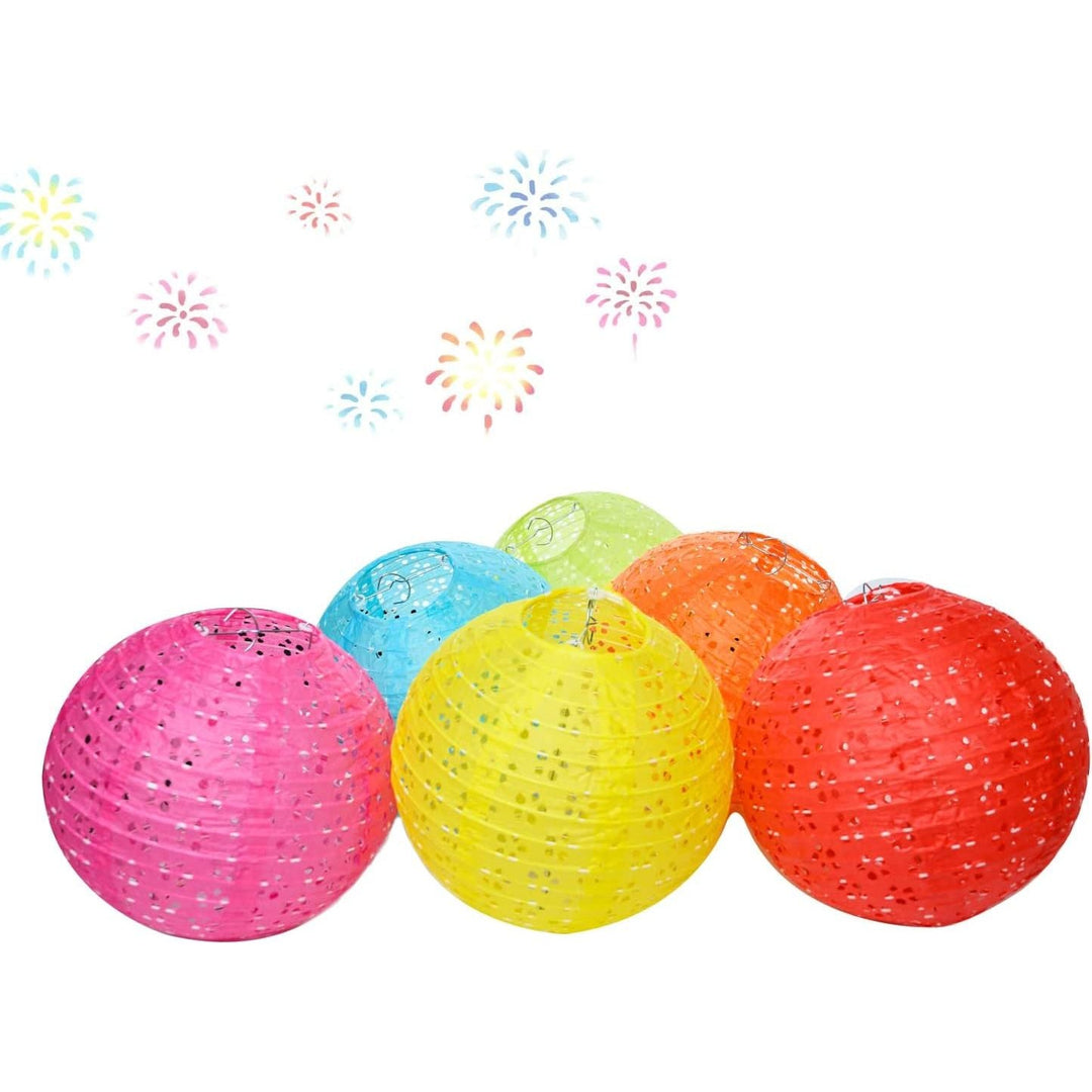 12Pcs Chinese Paper Lanterns with LED Lights Hollow Out Hanging Asia Japanese Paper Lamps with Tassel and Walking Stick, 8 in Lanterns for Chinese New Year Lanterns Decorations(Round) - Just Closeouts Canada Inc.