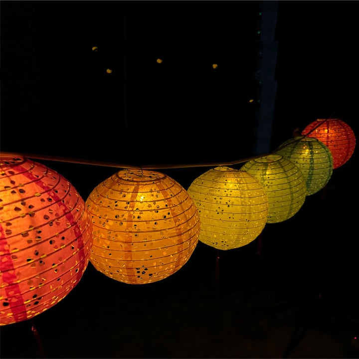12Pcs Chinese Paper Lanterns with LED Lights Hollow Out Hanging Asia Japanese Paper Lamps with Tassel and Walking Stick, 8 in Lanterns for Chinese New Year Lanterns Decorations(Round) - Just Closeouts Canada Inc.