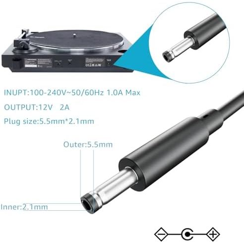 12V 2A Power Adapter for Audio-Technica AT-LP60X & AT-LP120XUSB Turntables - Just Closeouts Canada Inc.X004B6V9YB