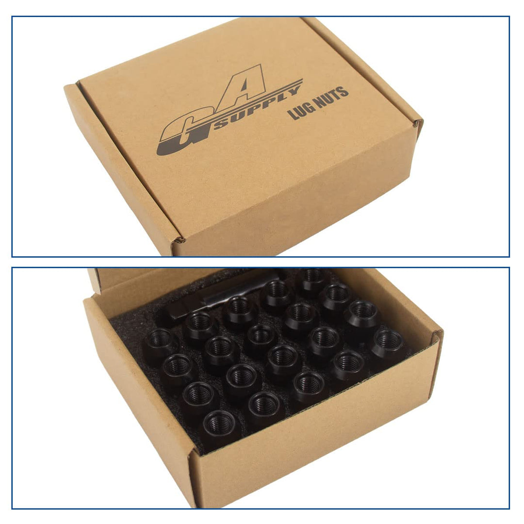 12x1.5 Extended Open End Lug Nuts Black, 1.9" 48mm Tall, 17mm Hex, Conical Seat 60 Degree, 20 Pack+1 Lug Nut Lock Key Socket - Just Closeouts Canada Inc.X002TJNFR1