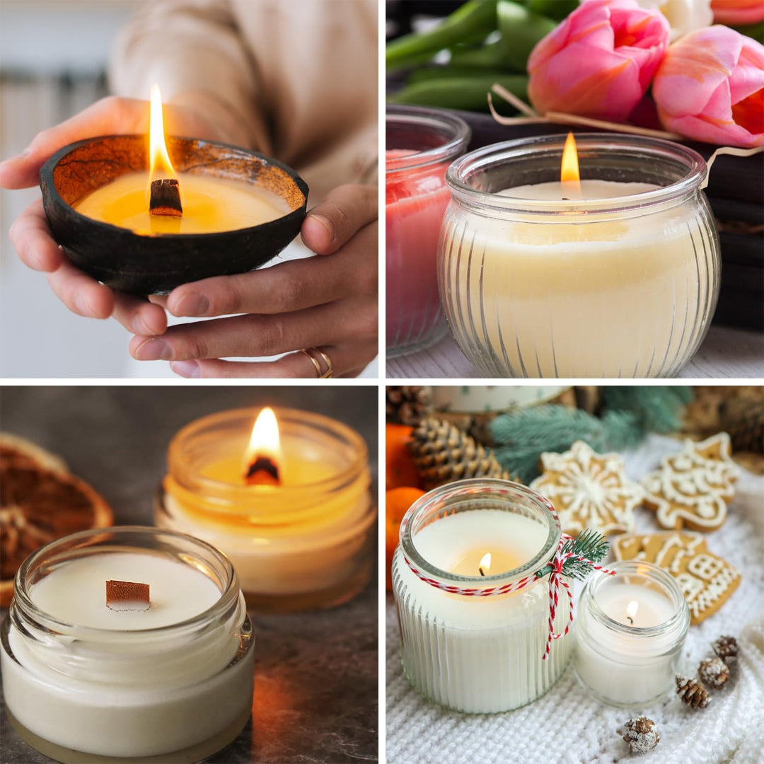 130 Pcs Candle Wicks for Candle Making Kit: 100 Cotton & 30 Wood Wicks with Complete Tool Set (Wick Holders, Wick Stickers, Candle Tabs, Tweezers, Pen), for Soy Beeswax DIY Candles - Just Closeouts Canada Inc.X004S1D3D9