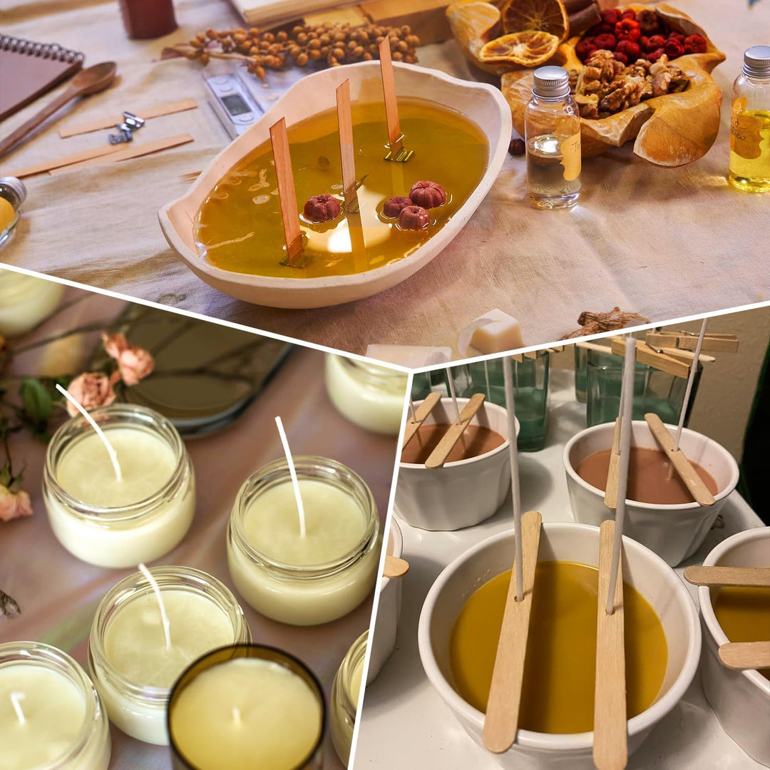 130 Pcs Candle Wicks for Candle Making Kit: 100 Cotton & 30 Wood Wicks with Complete Tool Set (Wick Holders, Wick Stickers, Candle Tabs, Tweezers, Pen), for Soy Beeswax DIY Candles - Just Closeouts Canada Inc.X004S1D3D9
