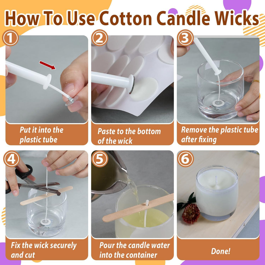130 Pcs Candle Wicks for Candle Making Kit: 100 Cotton & 30 Wood Wicks with Complete Tool Set (Wick Holders, Wick Stickers, Candle Tabs, Tweezers, Pen), for Soy Beeswax DIY Candles - Just Closeouts Canada Inc.X004S1D3D9
