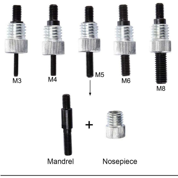 136pcs Rivet Nut Tool Kit Rivnut Tool Blind Nut Rivet Gun kit Wrench Threaded Insert Rivnut Nutsert M6/ M3/M4/M5/M8 Set for Furniture,Decration,Car,Trailer,Boat,and More - Just Closeouts Canada Inc.