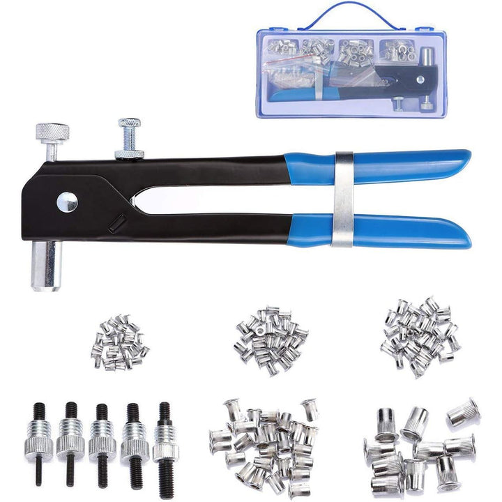 136pcs Rivet Nut Tool Kit Rivnut Tool Blind Nut Rivet Gun kit Wrench Threaded Insert Rivnut Nutsert M6/ M3/M4/M5/M8 Set for Furniture,Decration,Car,Trailer,Boat,and More - Just Closeouts Canada Inc.