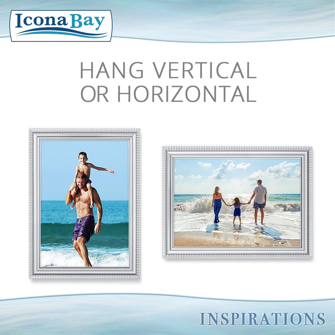 13x18 cm Silver Picture Frame - Beautifully Detailed Moulding - Contemporary Picture Frame - Wall Mount or Table Top - Inspirations Collection - Just Closeouts Canada Inc.669002366240