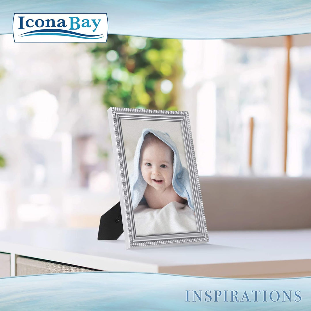 13x18 cm Silver Picture Frame - Beautifully Detailed Moulding - Contemporary Picture Frame - Wall Mount or Table Top - Inspirations Collection - Just Closeouts Canada Inc.669002366240