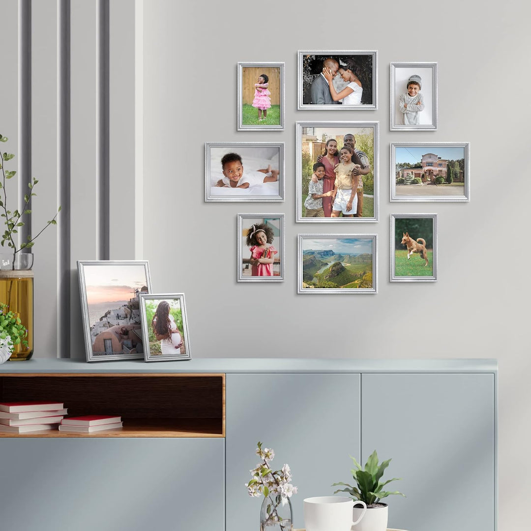 13x18 cm Silver Picture Frame - Beautifully Detailed Moulding - Contemporary Picture Frame - Wall Mount or Table Top - Inspirations Collection - Just Closeouts Canada Inc.669002366240