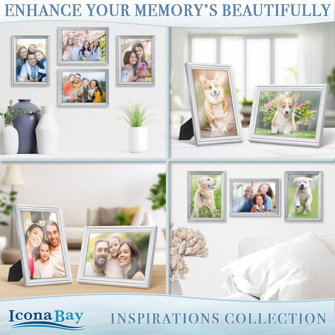 13x18 cm Silver Picture Frame - Beautifully Detailed Moulding - Contemporary Picture Frame - Wall Mount or Table Top - Inspirations Collection - Just Closeouts Canada Inc.669002366240