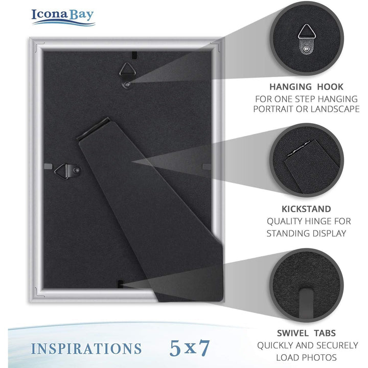 13x18 cm Silver Picture Frame - Beautifully Detailed Moulding - Contemporary Picture Frame - Wall Mount or Table Top - Inspirations Collection - Just Closeouts Canada Inc.669002366240