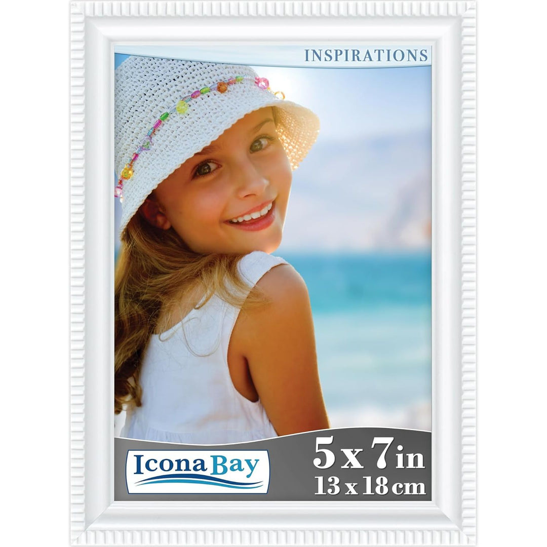 13x18 cm White Picture Frame - Beautifully Detailed Moulding - Contemporary Picture Frame - Wall Mount or Table Top - Inspirations Collection, 1PK - Just Closeouts Canada Inc.669002366189