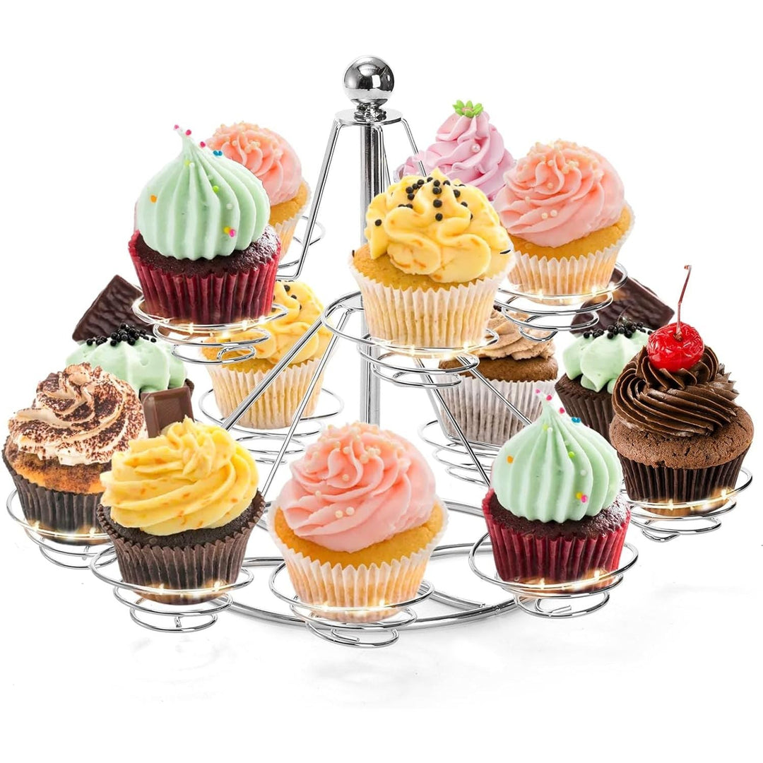 14 Cupcake Stand Holder, 2 Tier Metal Dessert Tower, Mini Cup Cake Display Stand for Wedding Birthday Party Baby Shower Dessert Table - Just Closeouts Canada Inc.X0045WCNRX
