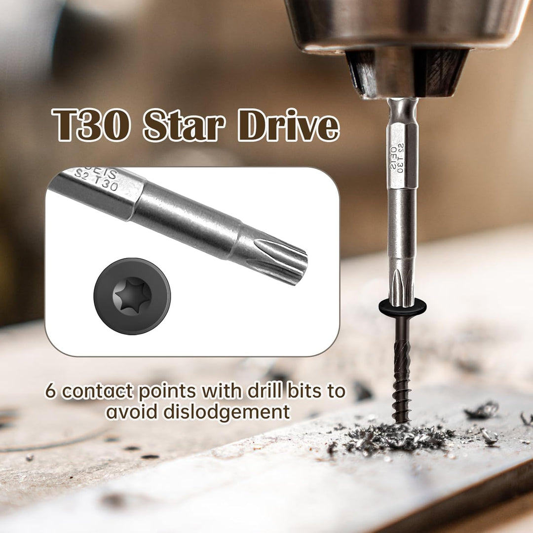 14 x 4 - 1/2 Inch,Deck Wood 300Pcs, Heavy - Duty Outdoor Wood Screws Assortment Fastener Kit,Rust Resistant epoxy Coated, T30 Star Bit (14 x 4 - 1/2") - Just Closeouts Canada Inc.