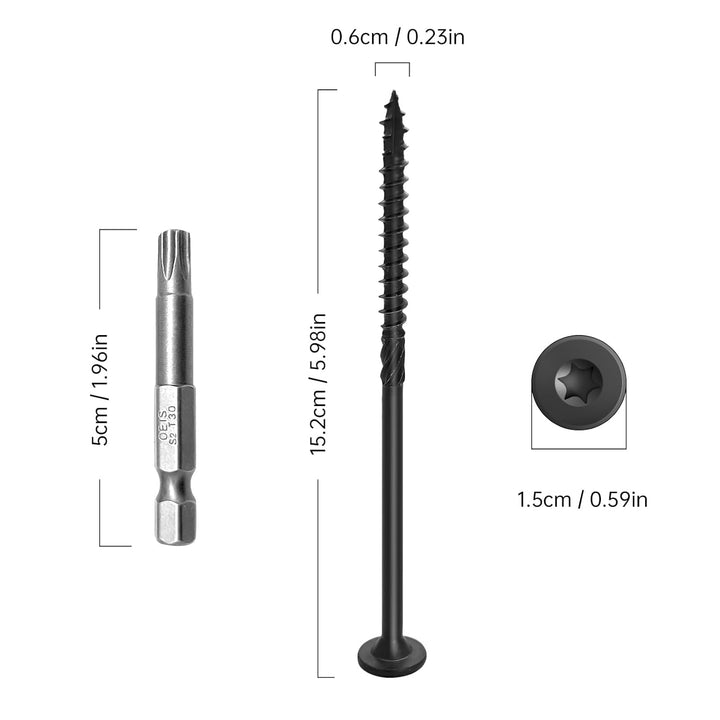14 x 6 Inch,Deck Wood Screws 300Pcs, Heavy - Duty Outdoor Wood Screws Assortment Fastener Kit,Rust Resistant epoxy Coated, T30 Star Bit (14 x 6) - Just Closeouts Canada Inc.