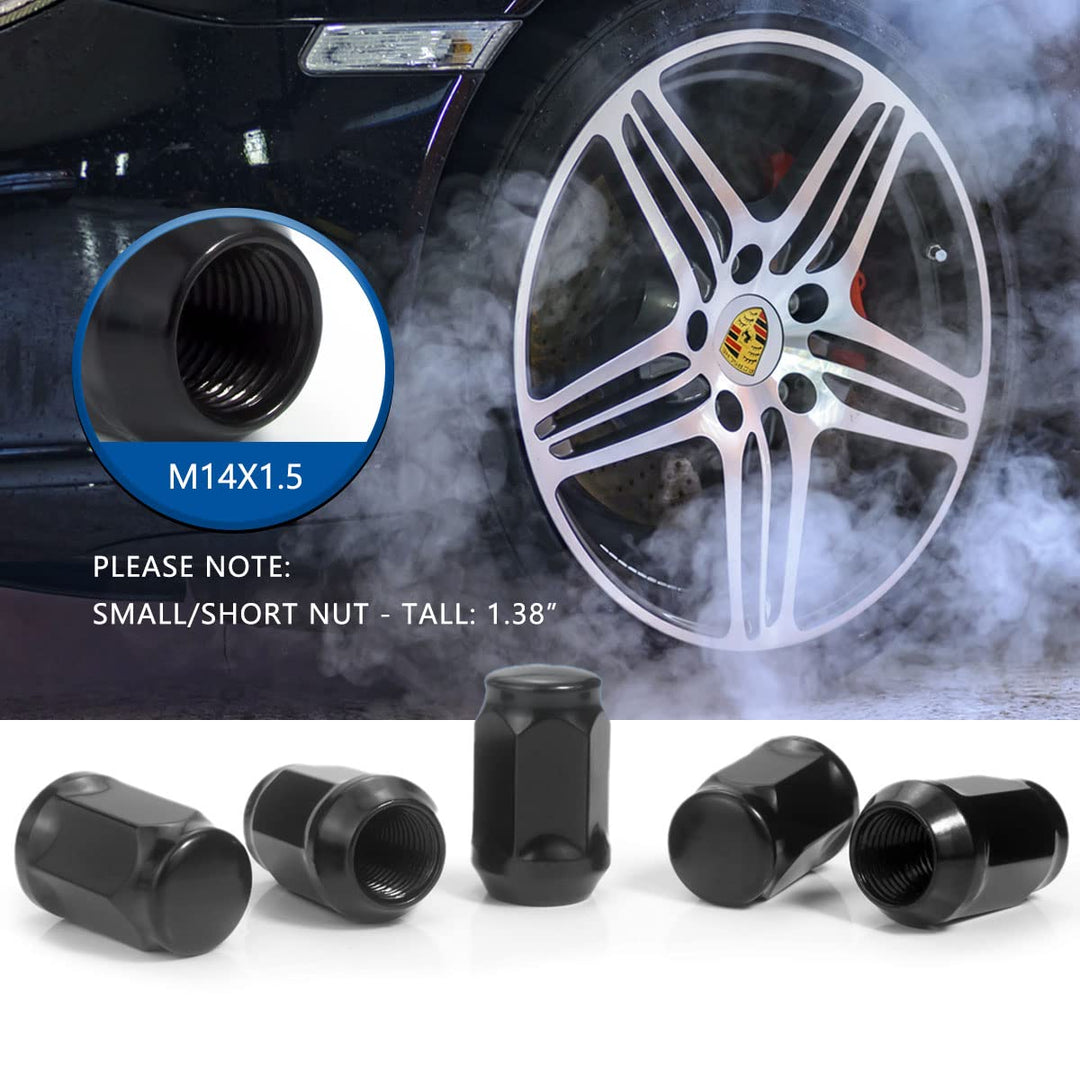 14x1.5 Chrome Lug Nuts, Closed End Bulge Acorn Chrome Lug Nut 3/4" 19mm Hex 1.38" 35mm Height Conical Seat Small/Short M14x1.5 Lug Nut, 24 Pack +1 - Just Closeouts Canada Inc.B08KXXHBFF