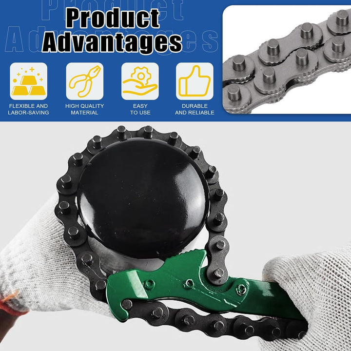 15 Inch Heavy Duty Ratcheting Chain Wrench, Fits 1.5" to 8" Adjustable Oil Filter Chain Wrench Pliers Remover Tool with Toothed Chain for Adjustable Removal Remover Tool - Just Closeouts Canada Inc.X003X5YPFV