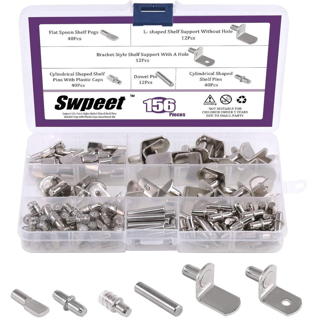 156-Piece Cabinet Shelf Pin Assortment, 6 Styles - Just Closeouts Canada Inc.X0029HMJSJ