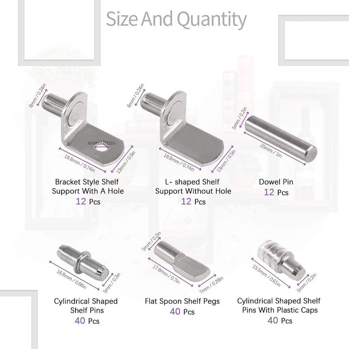156-Piece Cabinet Shelf Pin Assortment, 6 Styles - Just Closeouts Canada Inc.X0029HMJSJ