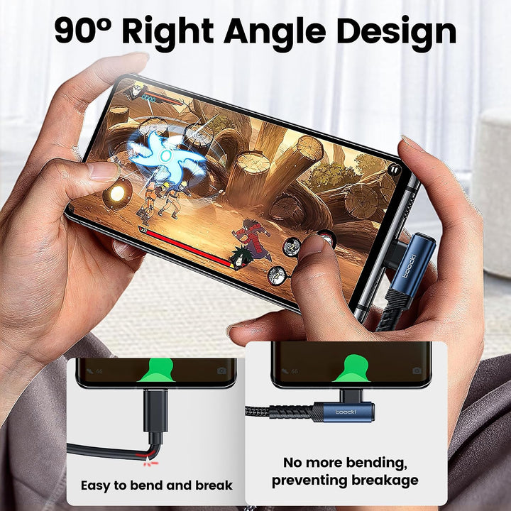 15ft 60W Right-Angle USB-C to USB-C Charging Cable - Just Closeouts Canada Inc.