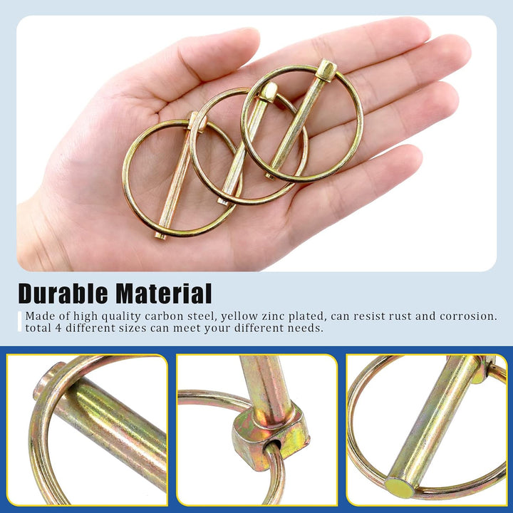 15Pcs 3/16" x 1-7/16" Lynch Pin with Lanyard Cable Set 10Pcs Lynch Pin Lock Pin Clips and 2Pcs 304 Stainless Steel Lanyard Cable with Quick Release Ring for Farm Tractors Trailers Trucks Mowers - Just Closeouts Canada Inc.X003B8MNGX