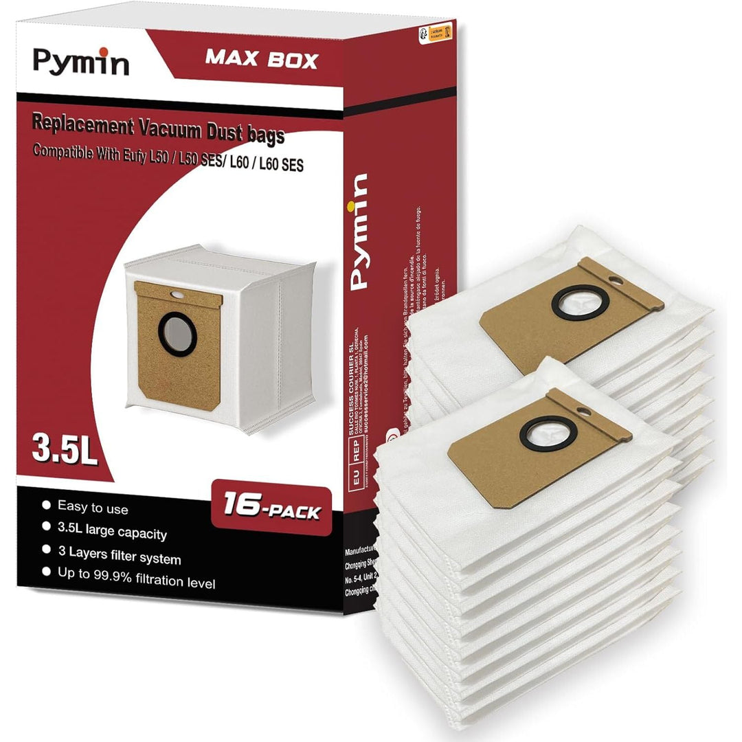 16 Pack Replacement Dust Bags Compatible with Eufy L50 & L60 SES, L60 Hybrid SES Self Empty Station, 3.5L Dirt Disposal Bags for Haier H9+, Conga Home 10000, 8090 Ultra, 9090 AI Vacuum Cleaner - Just Closeouts Canada Inc.X004GQMV2P