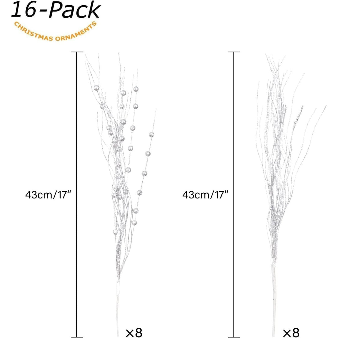 16-Pack Silver Glitter Berry Stems for Wreaths and Holiday Decor - Just Closeouts Canada Inc.