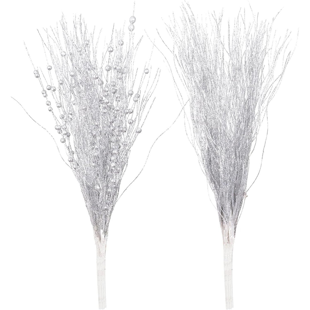 16-Pack Silver Glitter Berry Stems for Wreaths and Holiday Decor - Just Closeouts Canada Inc.