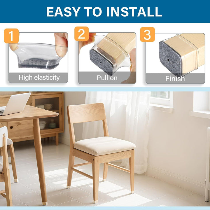 16 Pcs Chair Leg Floor Protectors Rectangle, Silicone Chair Leg Protectors Caps Covers for Hardwood Floors, Furniture Pads Sliders Large Fit - Just Closeouts Canada Inc.X004O84ATR