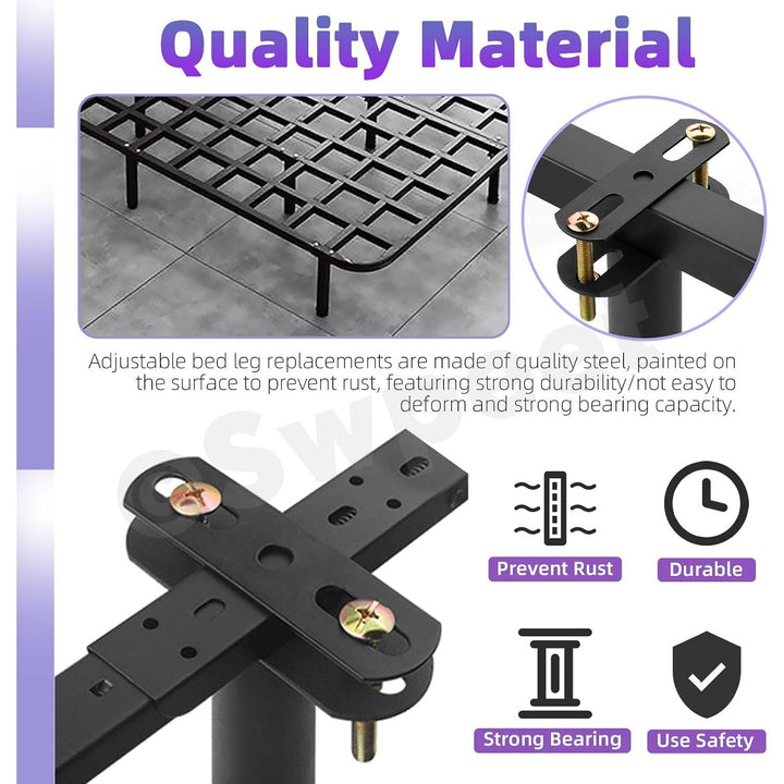 16-Piece Adjustable Bed Frame Support Leg Kit, Black - Just Closeouts Canada Inc.X0041I9WCP