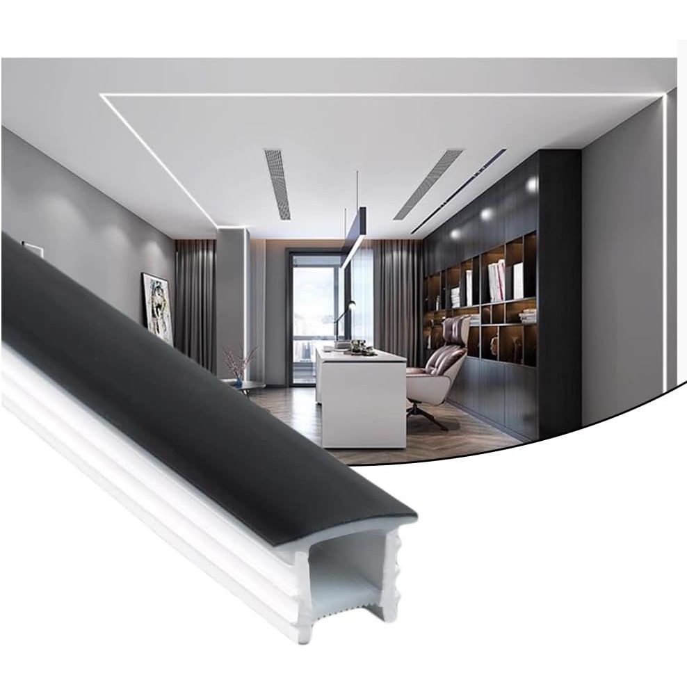 16.4ft Recessed Flexible LED Diffuser Channel, Silicone Black Bendable LED Diffuser Strip Light Tube Cover for 8 - 10mm Led Strip Lights for Living Room, Wall and Other Decoration (15 x 10mm) - Just Closeouts Canada Inc.X004IXQ8F7
